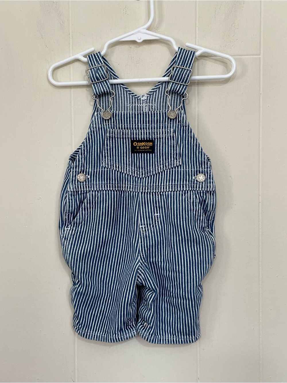 OshKosh B'gosh Baby Striped Bib Overalls Size 0/3 months Blue White Snap Button